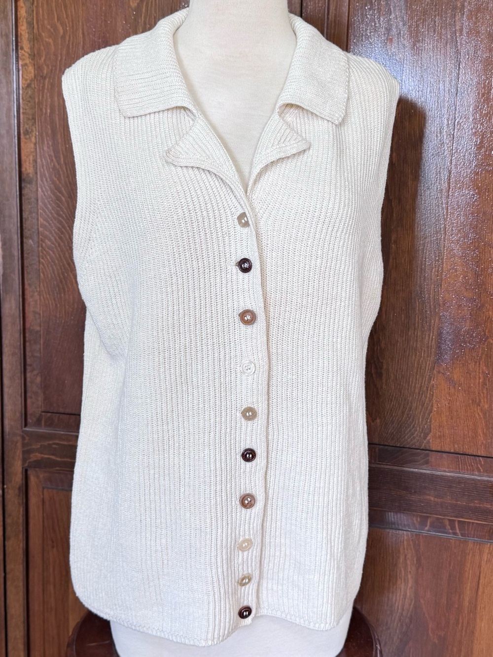 Vintage 90s Art Teacher | Craftcore Ramie-Cotton Blend Chunky Shaker Knit Vest L